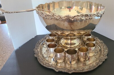 F.B. Rogers Silver Co. シルバープレート シェルボウル Vintage F.B. Rogers Silver C- Punch Bowl Set- Bowl-12 cups-Ladle