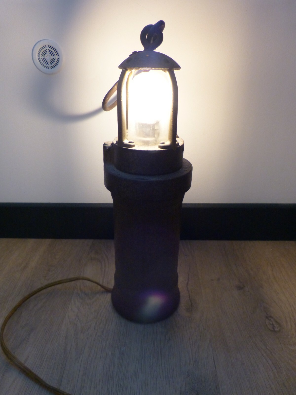 Lampe De Mineur Ancienne Type Arras, Acier, Fabrication Française, Vendue En L'état - 30,5 Cm
