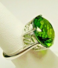 8ct Peridot Ring, Sterling Silver Filigree, Simulated Gem, Made to Order D116