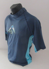  31.50 Kanu Surf Mens Mercury Short Sleeve Rashguard Blue Swim Shirt M - UPF 50 
