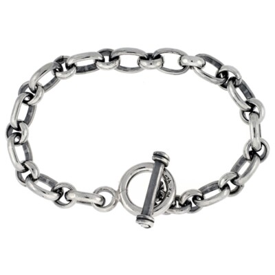925 Sterlingsilber gewölbtes rundes und ovales Gliederarmband, 7,5'' bis 8,5'' lang