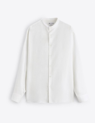 Zara Man Relaxed fit shirt Oyster White linen And lyocell blend size large - Picture 2 of 6