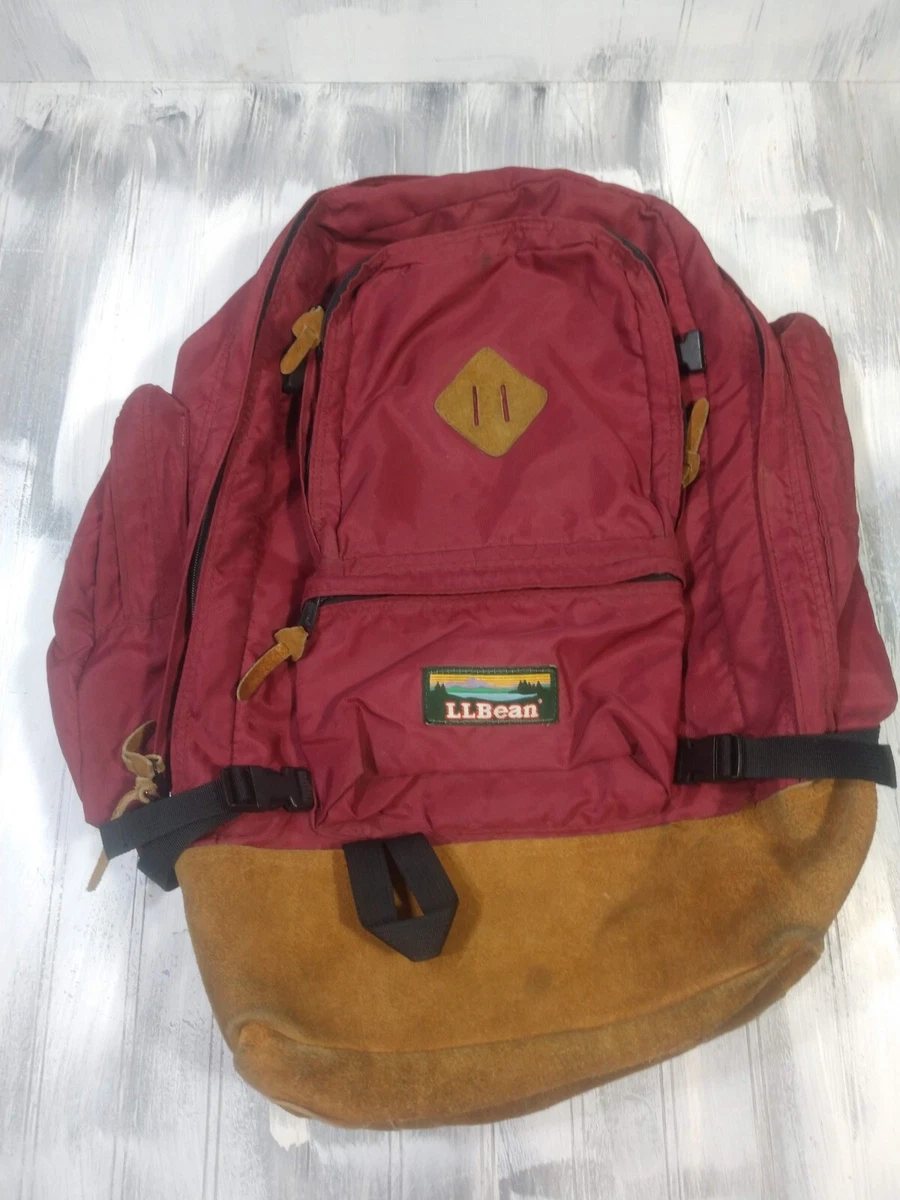 Vintage LL BEAN Continental Rucksack Backpack 90s Hiking Travel Suede Bottom