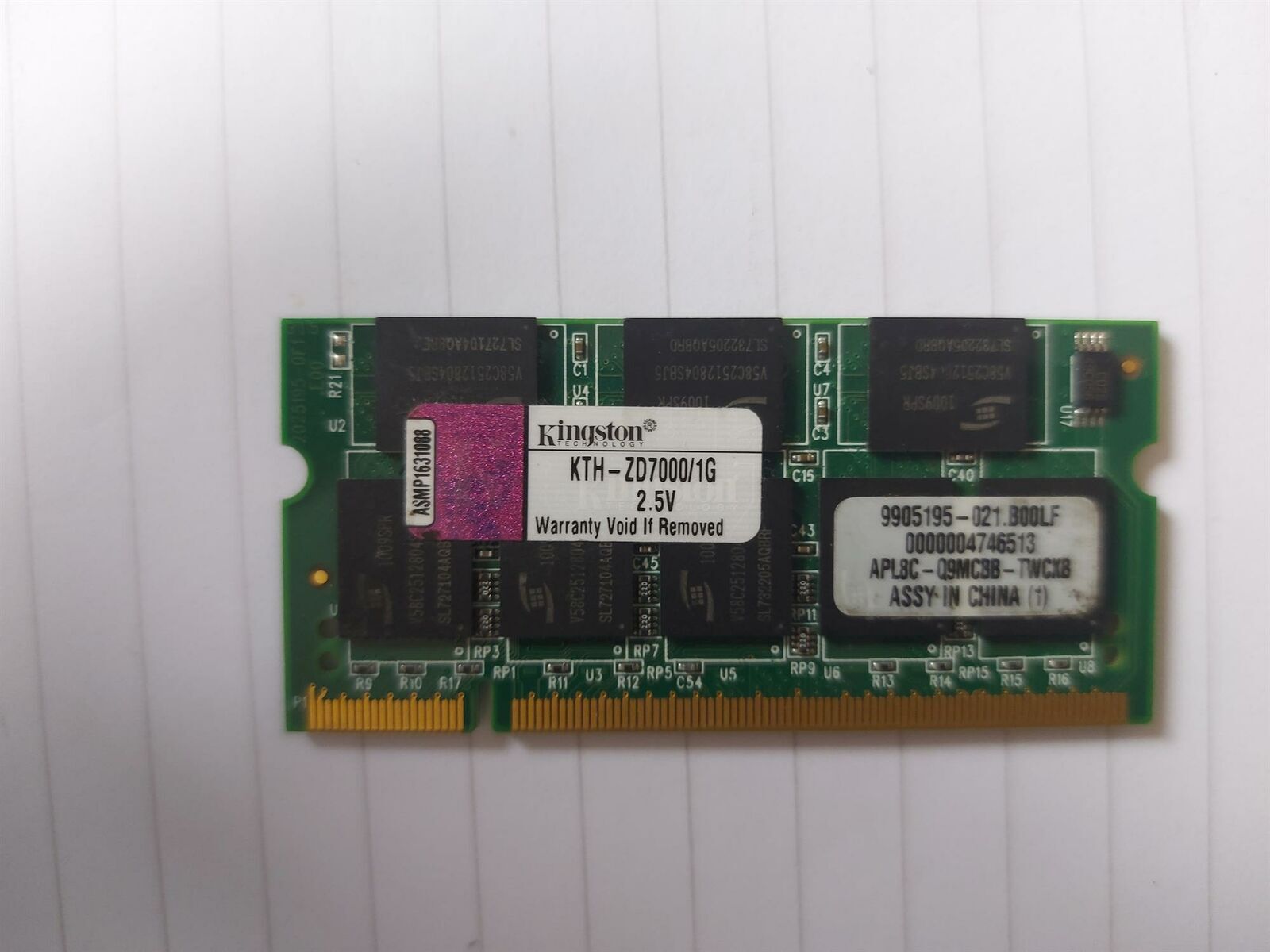Kingston 1GB PC2700 DDR nonECC Unbuffered CL2.5 SoDimm KTH-ZD7000/1G 9905195-021