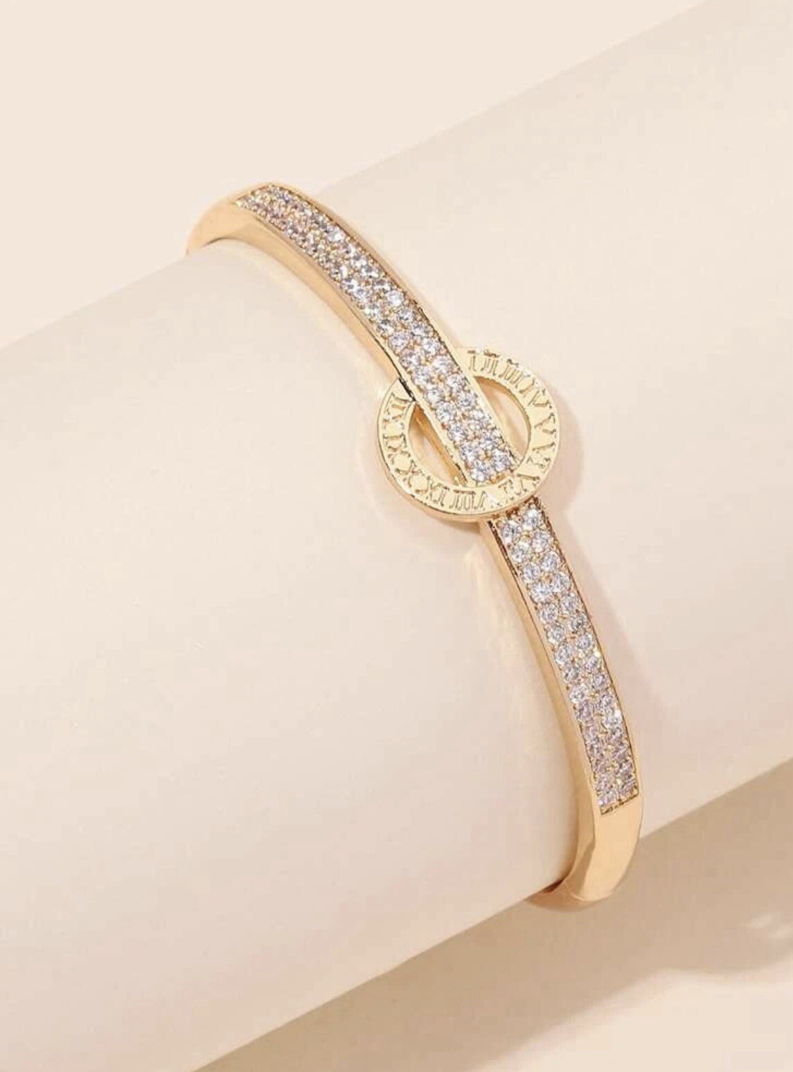 Brazalete liso de oro amarillo para mujer - Brazalete esclavo liso de oro amarillo para mujer