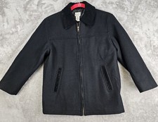 Talbot Kids Wool Coat Size 8 Suede Collar  Trim Boy Girl Unisex Black Pockets