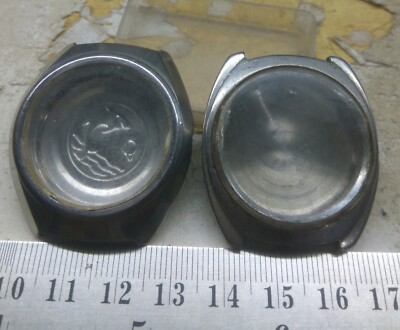 LOT 2pc USED ENICAR 2313 & 2334 AUTOMATIC WATCH (ONLY CASE) FOR PARTS & REPAIRS
