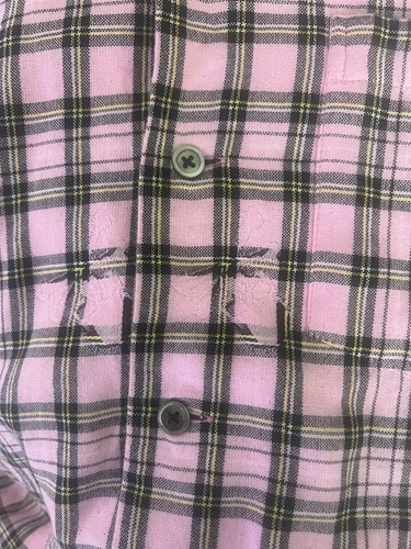 Mastermind Japan Dreaming Skull Short Sleeve Shirt Plaid Shirt Pink Size Large - Picture 4 of 11