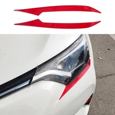 2pc RED Front Headlight Lamp Eyelid Cover Trim Fit For Toyota RAV4 2016-2018