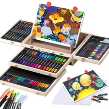 Art Supplies, Deluxe Kids Art Set with Drawing Easel, Crafts Kit in Portable ...