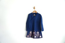 Tea Collection Blue Merchant City Wrap Neck Dress Girls Size 6
