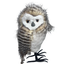 Kurt Adler Large Gray Brown Standing Owl Tabletop Christmas Bird Fluffy 10"