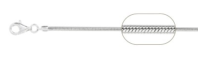 050 1,9 mm Schlangenkette 0,925 massiv Sterlingsilber mit Karabinerverschluss Made Italy