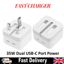 35W Dual USB-C Port UK Power Adapter Plug Super Fast Charger iPhone 17 16 15