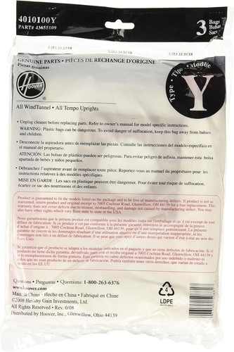 Hoover Type Y Allergen Bag (6-Pack), 4010100Y - Picture 2 of 3