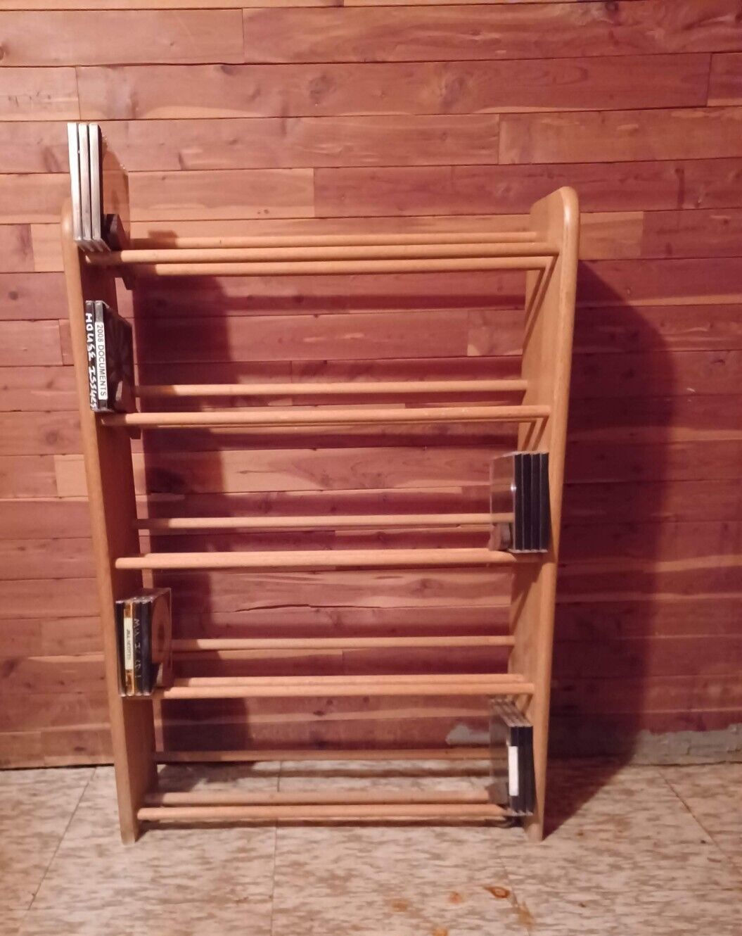 CD JEWEL CASES Holder RACK Media Music STORAGE WOOD SHELF Organizer