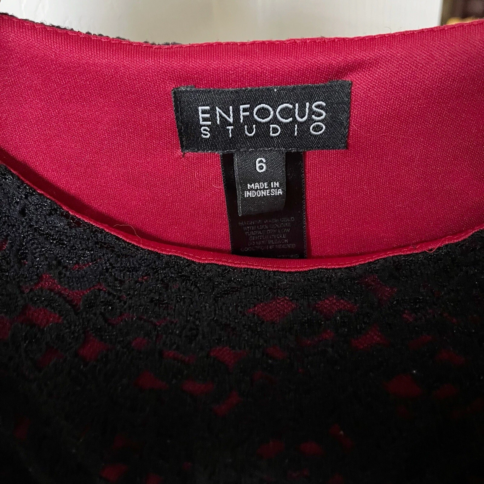 VETEMENTS Abito da studio En Focus donna taglia 6 nero rosso pizzo senza maniche tubino raccolto