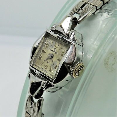 Vintage 17 Jewel Helbros 10K White Gold RGP Women Wrist  display picture 2