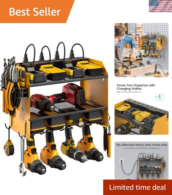 #ad Efficient Wall Mounted Tool Storage with Built in Charging Station Yellow $75.49