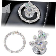 Bear Push to Start Button Cover - Resin Crystal Starter Cover  Rhinestone Bear