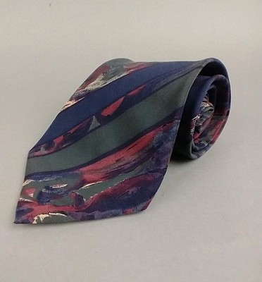 Courreges Homme - Men's Burgundy Navy Woven 100% Silk Neck Tie 3.9''W x 56''L