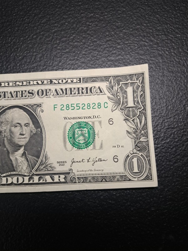 TRINARY 28552828 2021 $1 Dollar Bill Fancy Serial Number From Atlanta