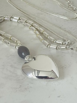 Silber Herz Halskette Anhänger lang Statement Halsketten Geschenke für Sie Valentinstag