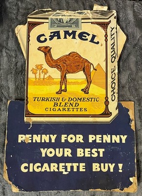 rare camel cigarette tobacco cardboard easel back advertising sign 1930s 1940s