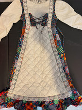 Girls Dirndl Dress Outfit Multicolor Patchwork Floral Lace Apron Cotton Sz 6