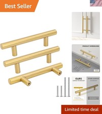 10 Pack 3 inch Gold Cabinet Handles Brushed Gold Cabinet Pulls Stainless Stee...