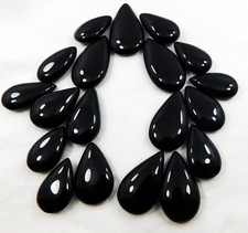 Lot Natural Black Onyx Pear Cabochon Amazing Loose Gemstone For Jewelry