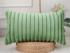 PANOD Faux Fur Lumbar Pillow Cover 14x24 Sage Green