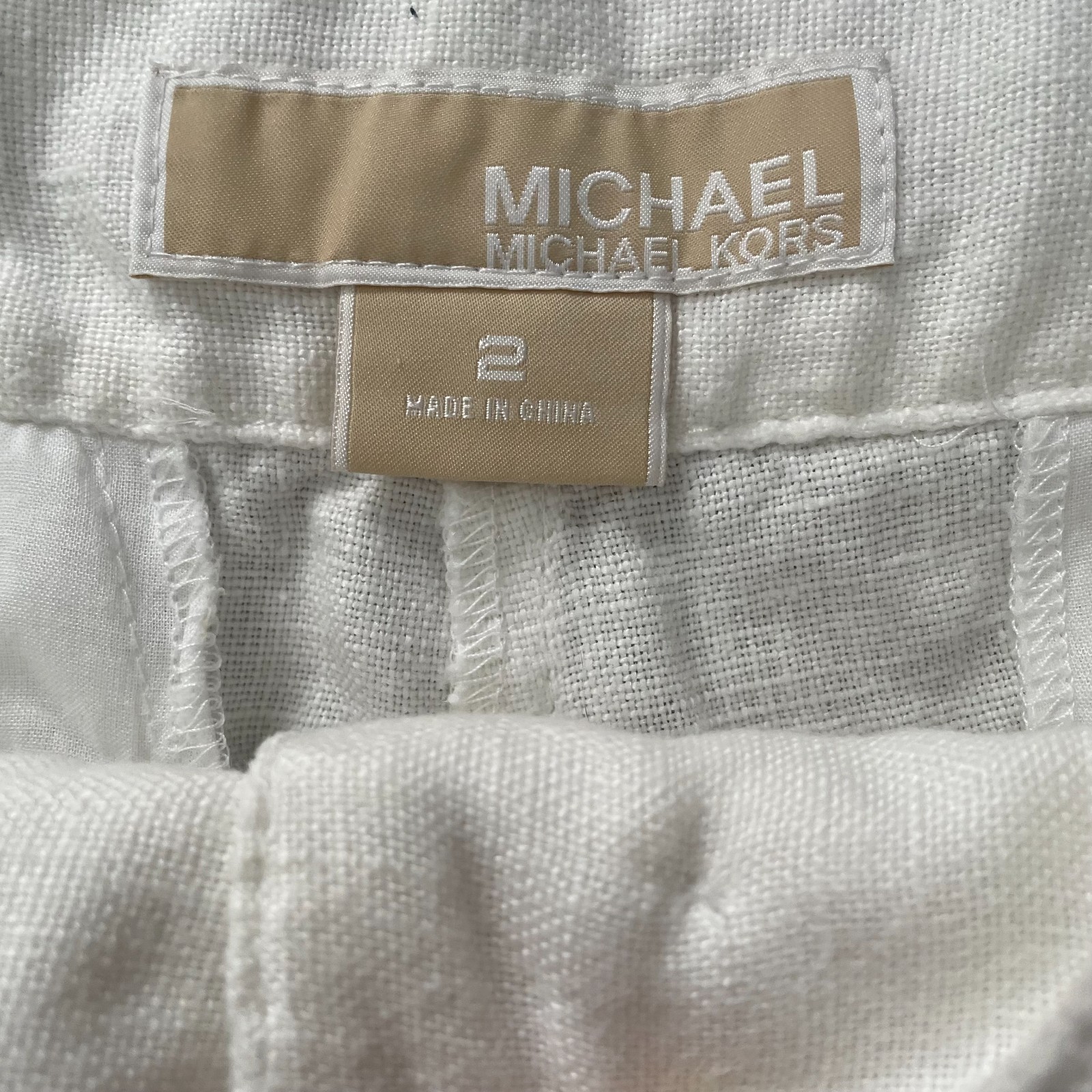 Michael Michael Kors Womens 2 Cargo Bermuda Shorts 100% Linen Pockets White thumbnail 12