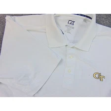 Georgia Tech Mens Shirt Med Golf Polo White DryTec Cutter & Buck