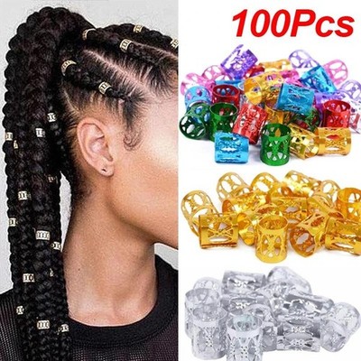 100pcs Dreadlock Hair Rings Adjustable Cuff Clip Hair Braids Loc Hair Jewelry Fo