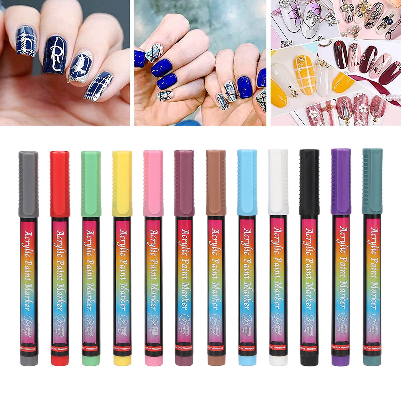 12PCS Nail Polish Pens Multiple Colors For DIY Nail Art