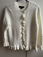Zara Women’s White Cardigan with Ruffle Size M