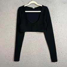 Alo Womens Size XS Black Ribbed Long Sleeve Cropped Top