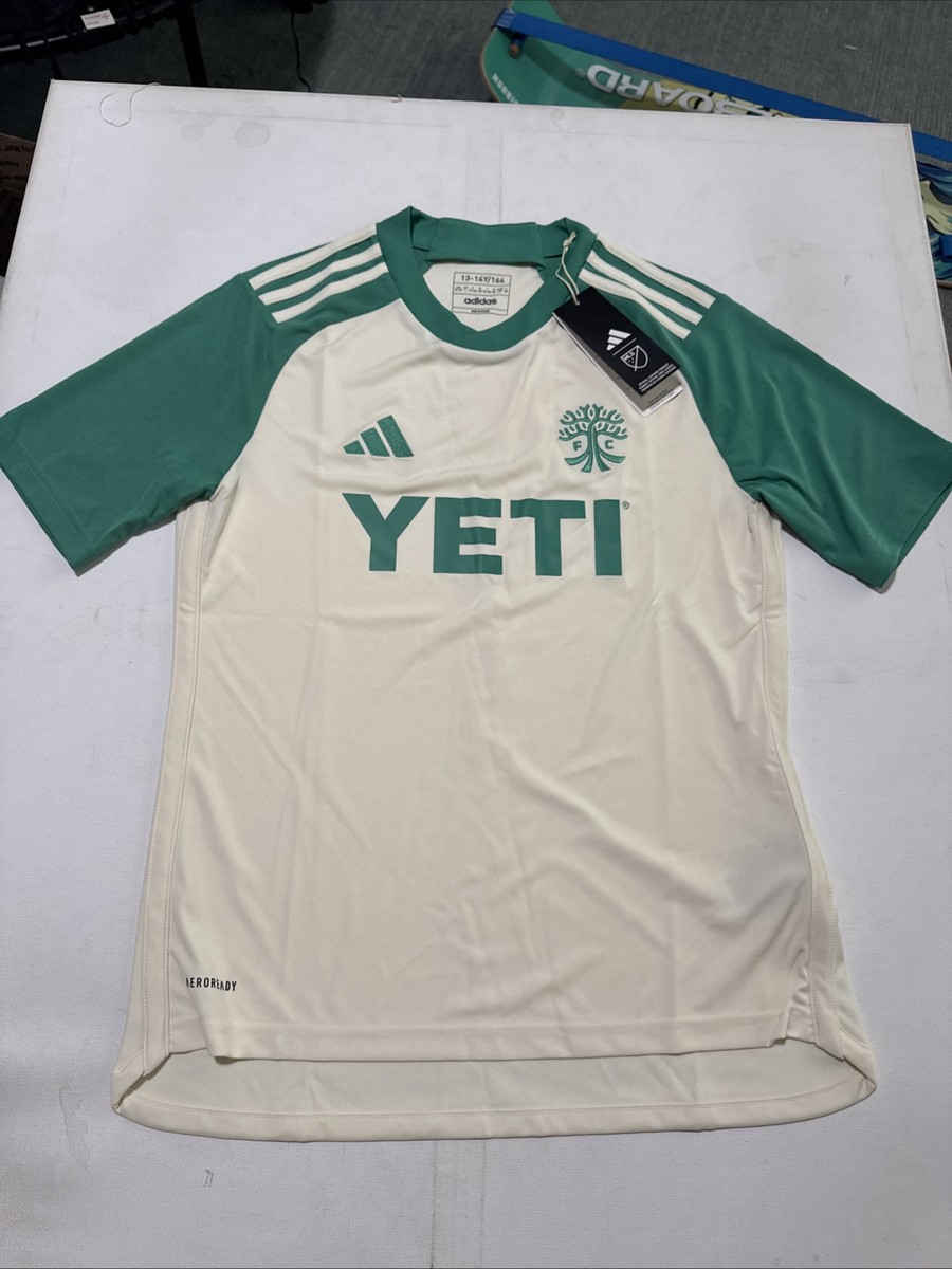 Youth Large 13-14y Austin FC Jersey Cream Green Armadillo Yeti