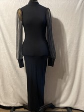NWT SHEIN black bodycon maxi dress Sheer Sleeves Size Small 4