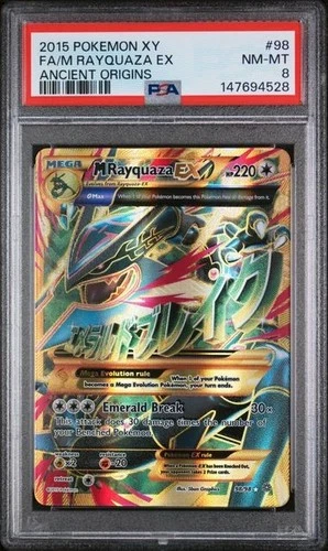M Rayquaza EX Full Art  A ncient Origins Card 98/98 PSA 8