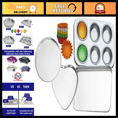 Deluxe Pan Set for Easy Bake Oven | 60 Cupcake Liners Included | Kids Cooking Ac