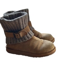 Women s UGGS Chestnut Cambridge Knit Buckle Boots 6 Casual Warm Cozy Outdoor