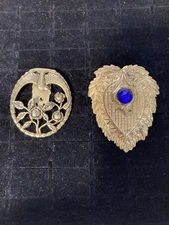 Vintage Art Nouveau Gold Tone Scarf Dress Fur Clips