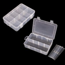 2 Packs 8-Compartments Supply Container Clear Plastic Organizer Box