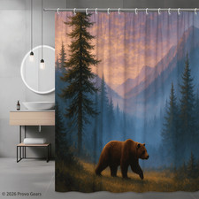 Bear Landscape Shower Curtain - Nature Decor for Bathroom