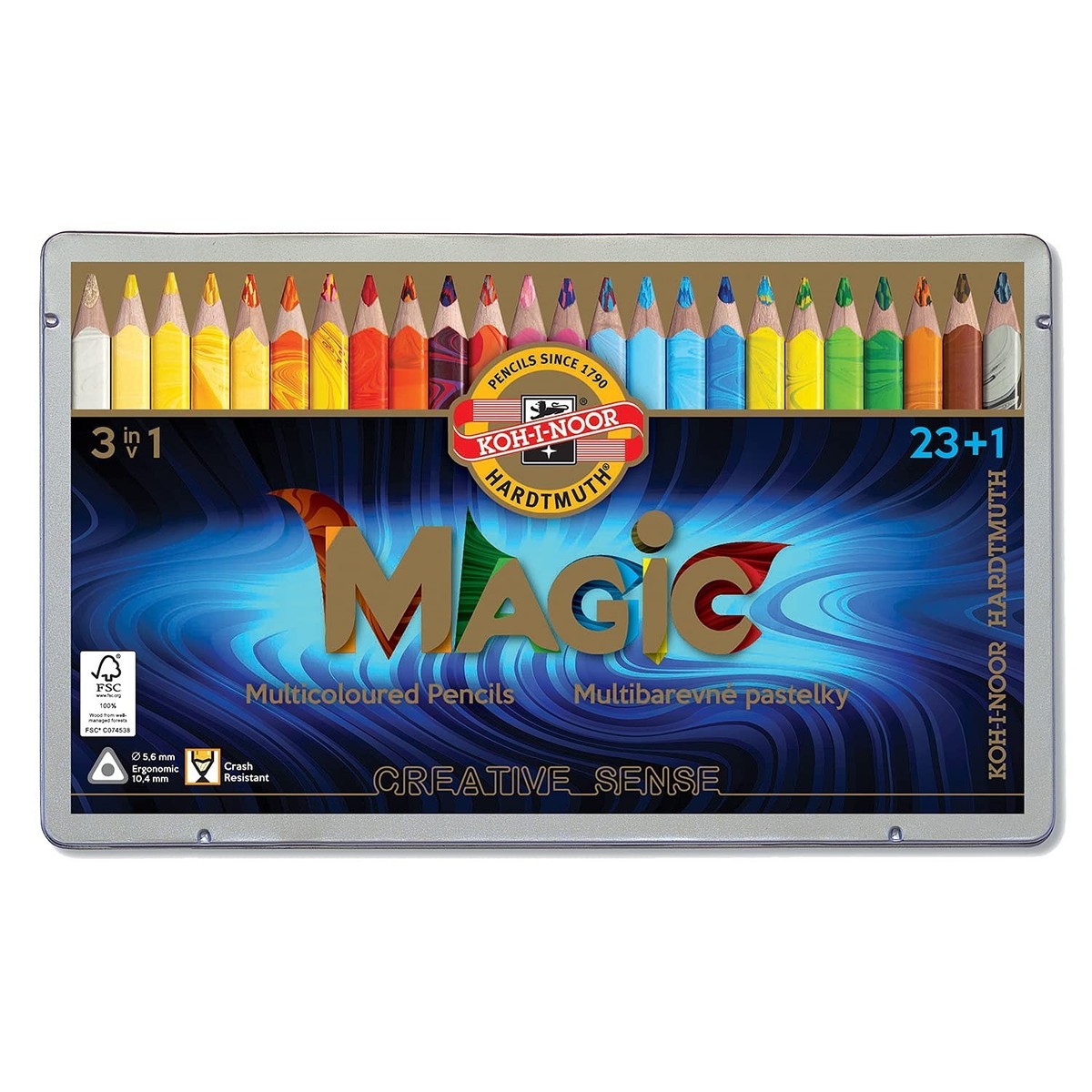 Koh-I-Noor Magic Jumbo Triangular Coloured Pencil, Pack of 24