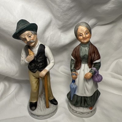 Vintage FBIA  6  Country Grandparents Going To Town  Grandma W Umbrella Man Cane