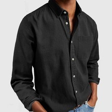 Mens New Casual Shirt Long Sleeve Collared Button Down Smart Top Slim Fit UK