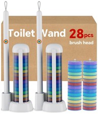 Ctime 2-Pack Disposable Toilet Cleaner and Brush Holder Set, 28 Wand White